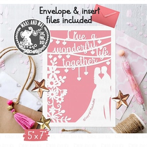 Cartão de casamento vida maravilhosa SVG PNG DXF arquivo de corte digital/casamento svg/cartão de dia especial/dia do casamento svg/cartão de casamento svg/cartão de casamento