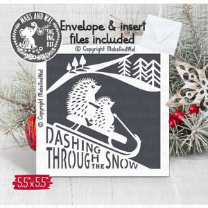 Carte de Noël hérisson fringant SVG PNG DXF fichier de découpe numérique/fêtes carte de Noël/Carte de Noël hérisson/Noël svg/usage commercial
