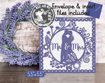 Mr and Mrs floral card SVG PNG DXF Pdf digital cutting file/wedding svg/special day card/wedding day svg/wedding card svg/flowery card svg