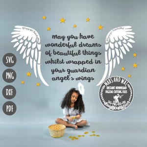 Alas de ángel SVG PNG DXF Pdf archivo de corte digital/ángel de la guarda svg/ángel inspirador/decoración de guardería/poema de ángel/oración de ángel svg/regalo de ángel