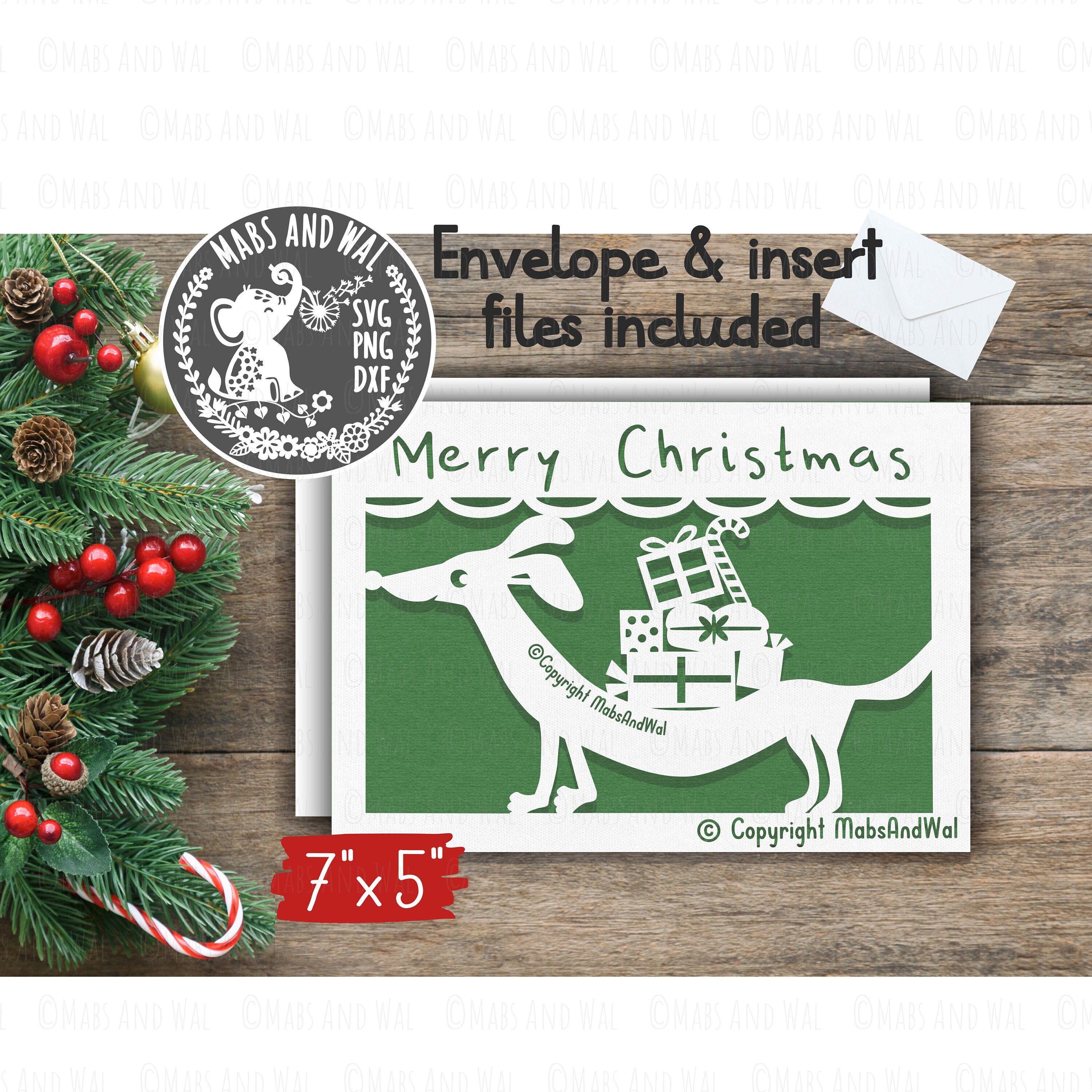 Merry Christmas Dog Card SVG PNG DXF Digital Cutting File/dog Christmas ...