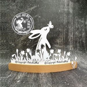 Lapin et jonquilles SVG PNG DXF fichier de découpe numérique/printemps lapin svg/lapin de Pâques svg/idée de décoration de Pâques/déco fleurs de lapin