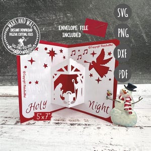 Weihnachtskrippe Pop-Up Karte SVG PNG DXF Pdf Datei/Stille Nacht heilige Nacht Karte svg/religiöse Feier Karte svg Vorlage