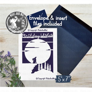 Geburtstagswünsche Kaninchen Mond Karte SVG PNG DXF digitale Schneidedatei/Kaninchen Geburtstagskarte svg/Kaninchen Karte svg/kommerzielle Nutzung