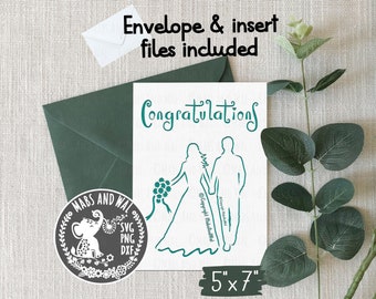 Wedding congratulations card SVG PNG DXF digital cutting file,Marriage congratulations svg,Wedding card,Wedding card template,Commercial use