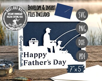 Father's day fishing card SVG PNG DXF Pdf digital cutting file/father's day card template svg/father card/dad greetings card svg/daddy card