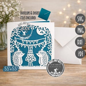 Birthday card hedgehogs SVG PNG DXF Pdf digital cutting file/hedgehog birthday card svg/woodland hedgehog svg/happy birthday card template image 4