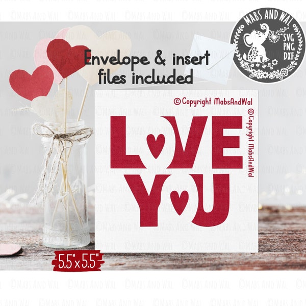 Love you card SVG PNG DXF digital cutting file/love card svg/love svg/valentine's day card svg/wedding card svg/love card svg/commercial use