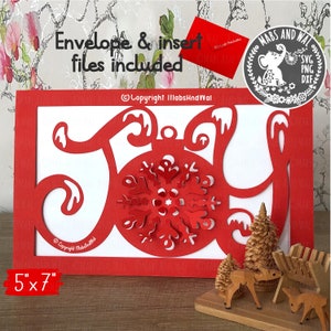 Tarjeta emergente Joy SVG PNG DXF archivo de corte digital, tarjeta Holiday Joy svg, tarjeta de felicitación Joy, tarjeta navideña emergente, tarjeta de Navidad, uso comercial