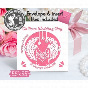Wedding day card Mrs and Mrs SVG PNG DXF digital cutting file/square wedding card/bride and bride marriage svg/wedding card/commercial use