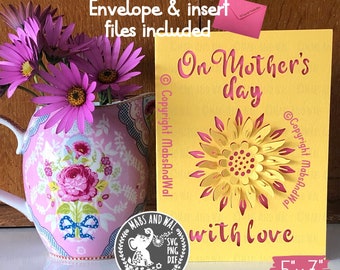 Mother&#39;s day pop-out sunflower card SVG PNG DXF digital cutting file/mother&#39;s day card template/mother&#39;s day svg/mum mom card/commercial use