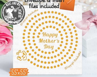Mother&#39;s day spiral bee card SVG PNG DXF digital cutting file/mother&#39;s day card template/mother greetings card/mum mom card/commercial use