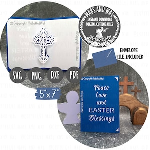 Cartão pop-up de bênçãos de Páscoa SVG PNG DXF Pdf arquivo de corte digital/cruz decorativa religiosa svg/cartão de fé de Páscoa svg/cartão de Páscoa religioso