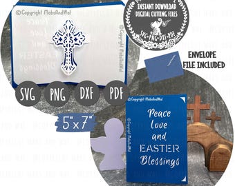 Easter blessings pop-up card SVG PNG DXF Pdf digital cutting file/religious decorative cross svg/Easter faith card svg/religious Easter card