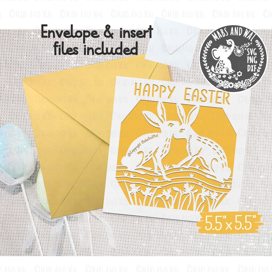 Hares Easter Card SVG PNG DXF Digital Cutting File/easter Bunny Card ...