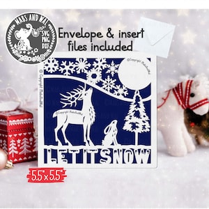 Déjalo nevar tarjeta SVG PNG DXF archivo de corte digital/tarjeta de Navidad de reno/déjalo nevar tarjeta de Navidad/tarjeta de felicitación nevada svg/uso comercial