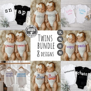 Paquete de gemelos SVG PNG DXF Pdf archivo de corte digital/felicitaciones para bebés svg/traje de gemelos svg/nuevos gemelos svg/nacimiento de gemelos/baby shower de gemelos