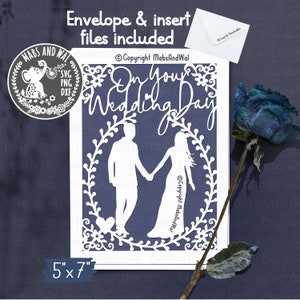 Wedding day wreath card  SVG PNG DXF digital cutting file,Wedding day congratulations card svg,Wedding greetings card svg,Commercial use