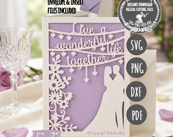 Wedding Card SVG, PNG, DXF, Pdf Wonderful Life Design (Digital File)
