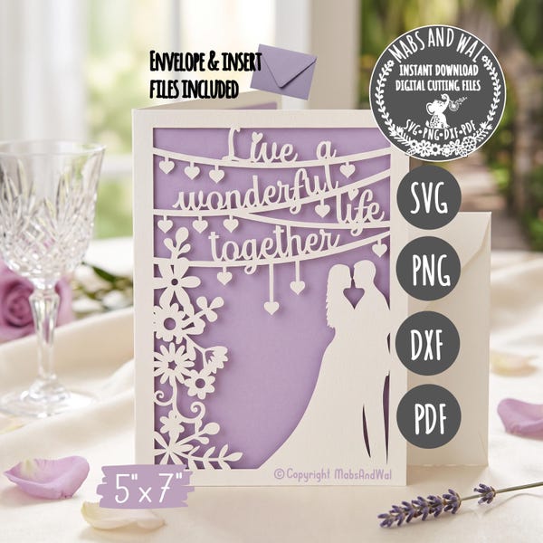 Wedding Card SVG, PNG, DXF, Pdf Wonderful Life Design (Digital File)