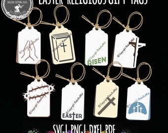 Easter religious gift tags SVG PNG DXF Pdf digital cutting file/Easter svg/faith svg/gift label/present tag religion/Easter Christian tags