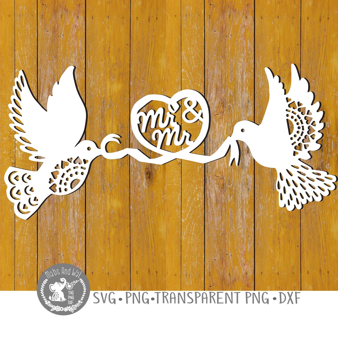 y cinta y palomas SVG PNG DXF archivo de corte digital/palomas del  día de la boda/matrimonio entre personas del mismo sexo/decoraciones de
