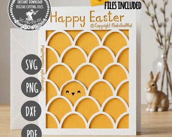 Easter chick card SVG PNG DXF Pdf digital cutting file/chick greetings card/happy Easter card svg/Easter card svg/chick card/Easter greeting