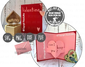 Valentine can I keep you pop-up card SVG PNG DXF Pdf digital cutting file/valentine svg card/romantic love card svg/pop-up valentine card