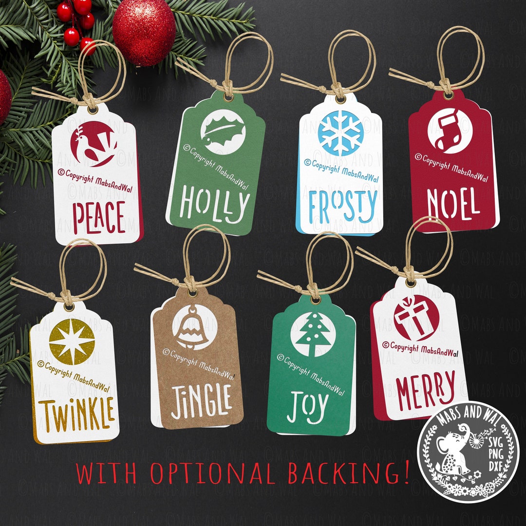 Christmas Gift Tags Words SVG PNG DXF Digital Cutting File/christmas