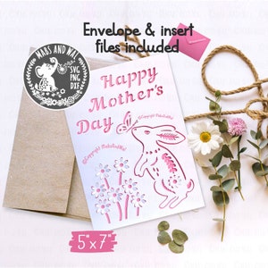 Mother's day pop-out rabbit and butterfly card SVG PNG DXF digital cutting file/rabbit pop-out card svg/mother's day card svg/commercial use