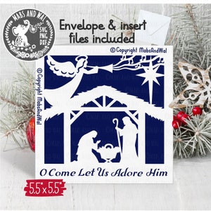 Krippen-Weihnachtskarte SVG PNG DXF digitale Schneidedatei/Religiöse Weihnachtskarte/Weihnachtsfeiertags-Krippengrüße SVG/kommerzielle Nutzung