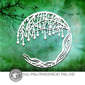 Weeping whimsical tree SVG PNG DXF digital cutting file/whimsical tree/folk style tree/weeping tree svg/tree decor/papercutting template