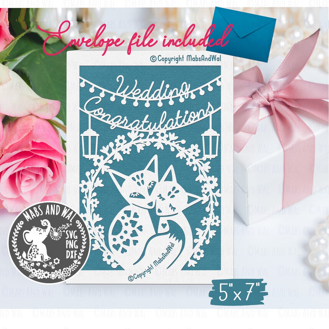 Foxes Wedding Card SVG PNG DXF Digital Cutting File/wedding - Etsy