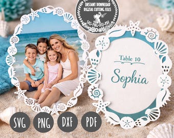 Shell frames oval SVG PNG DXF digital cutting file/shell frame svg/beach svg decor/sea shell svg/beach shell/beach house decor/oval frame
