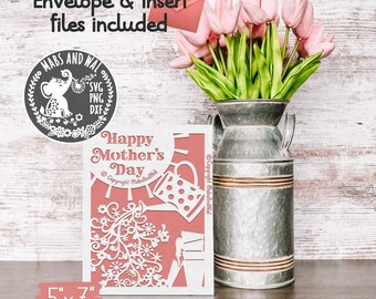 Watering can Mother&#39;s day card SVG PNG DXF digital cutting file/mother&#39;s day card template/Mother&#39;s day svg/mum mom card svg/commercial use