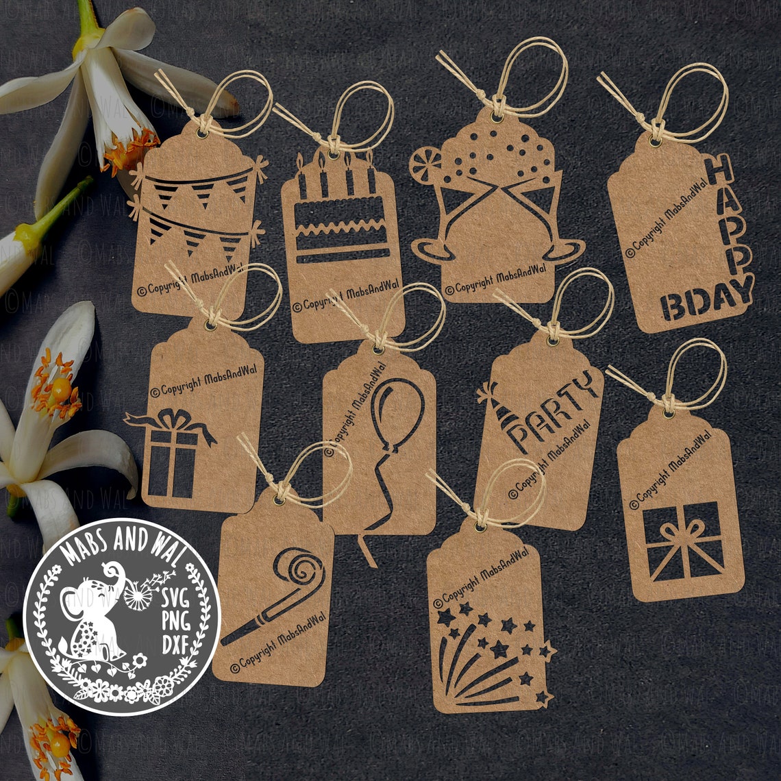 Birthday Gift Tags SVG PNG DXF Digital Cutting File/happy Etsy