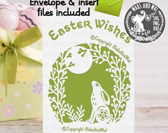 Easter wishes hare moon card SVG PNG DXF digital cutting file/Easter bunny card/Easter rabbit card svg/Easter greetings card/commercial use
