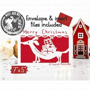 Joyeux Noël chien carte SVG PNG DXF fichier de découpe numérique/chien Carte de Noël/chien Joyeux Noël svg/doggo carte de vœux svg/usage commercial
