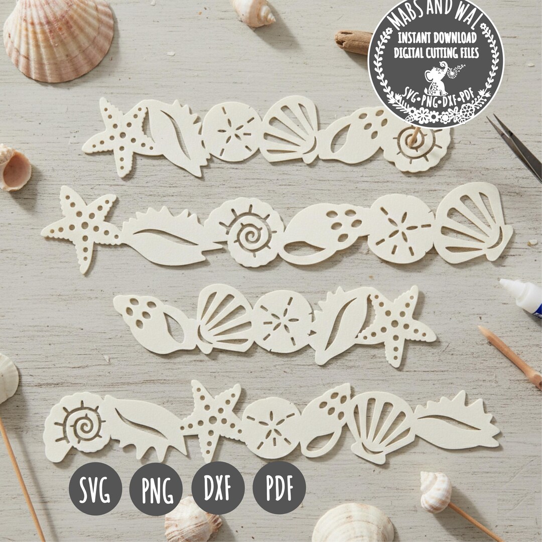Shell Borders SVG PNG DXF Digital Cutting File/shell Border Svg/beach ...
