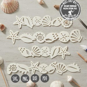 Bordes de concha SVG PNG DXF archivo de corte digital/borde de concha SVG/decoración de playa SVG/concha marina SVG/conchas de playa/decoración de casa de playa/decoración de concha SVG