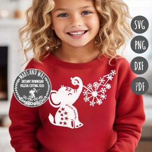 Elephant dandelion Christmas SVG PNG DXF Pdf digital cutting file/Christmas elephant svg/Christmas dandelion svg/make a wish svg/winter art