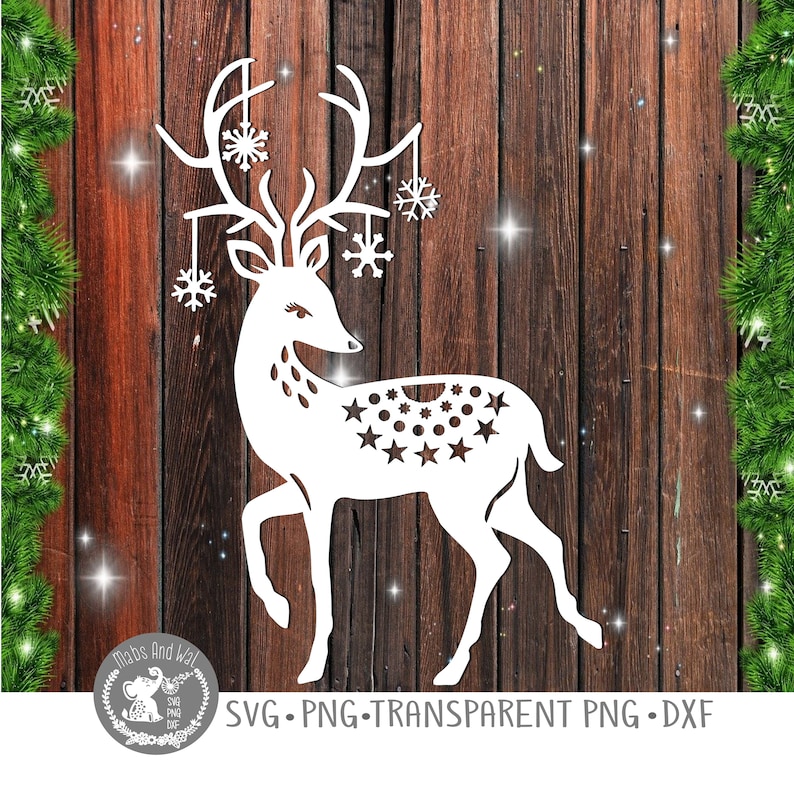 Reindeer snowflakes SVG PNG DXF digital cutting file/Christmas Etsy