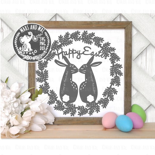 Happy Easter wreath SVG PNG DXF digital cutting file/Easter wreath/happy easter svg/easter bunny/Easter bunnies/Easter decor/commercial use