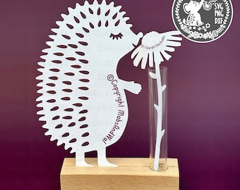 Hedgehog and flower SVG PNG DXF digital cutting file/hedgehog svg/hedgehog flower/nursery decal idea/woodland animal svg/cute desk papercut