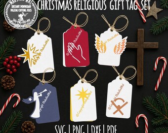 Christmas religious gift tags SVG PNG DXF Pdf digital cutting file/Christmas gift label/holiday gift tags/Christmas tags svg/Faith gift tags