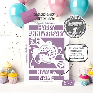 Carte d'anniversaire personnalisée SVG PNG DXF Pdf fichier de découpe numérique/carte d'anniversaire à la main/cricut personnalisé svg/joyeux anniversaire svg