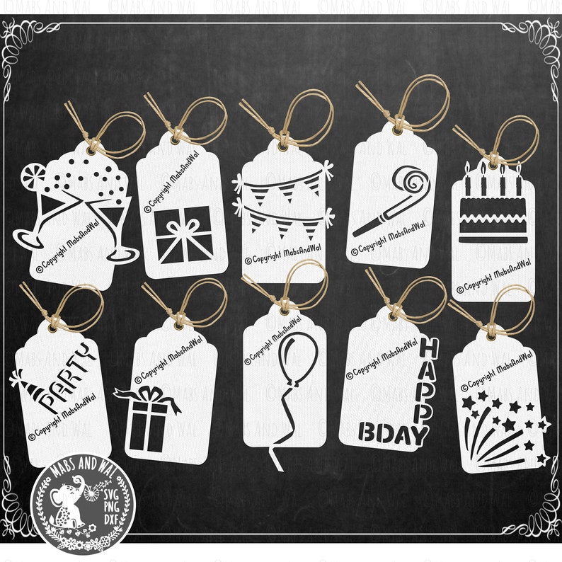Birthday Gift Tags SVG PNG DXF Digital Cutting File/happy Etsy