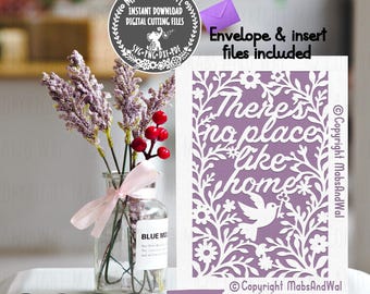 No place like home card SVG PNG DXF Pdf digital cutting file/new home card/home sweet home/new house congratulations card/new apartment card