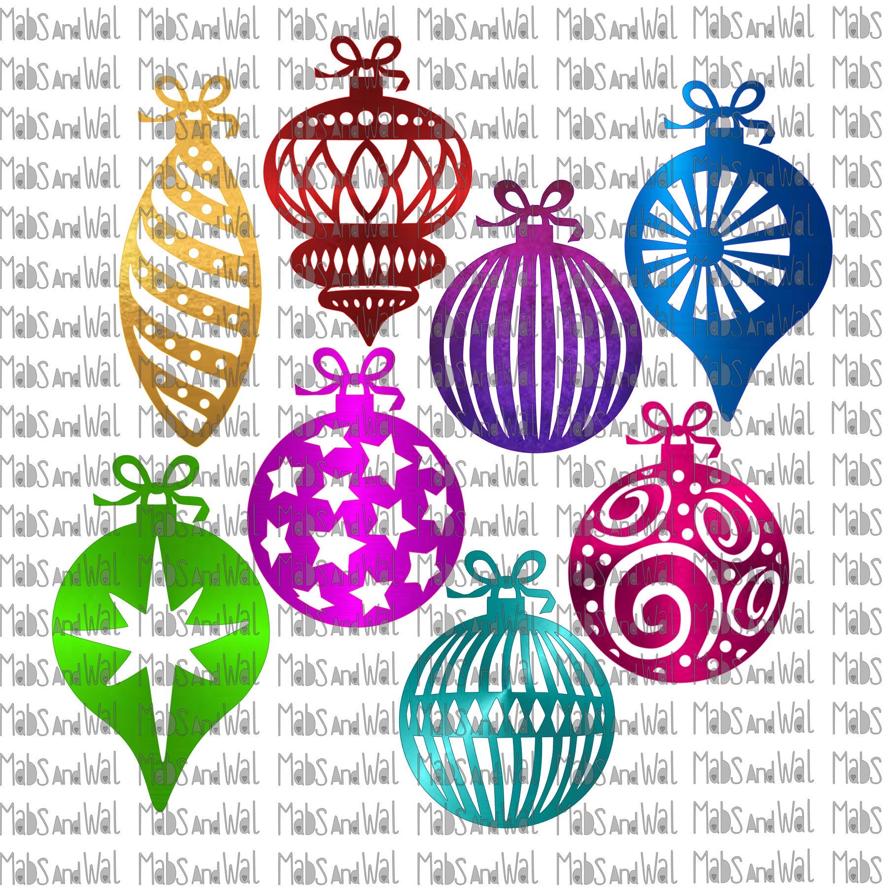 Christmas baubles ornaments SVG PNG DXF digital cutting | Etsy