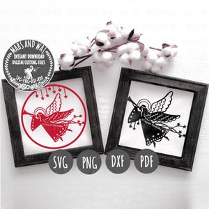 Angels SVG PNG DXF Pdf digital cutting file/Christmas angel svg/angel frames/Christmas ornament/religious angels svg/holiday decoration idea